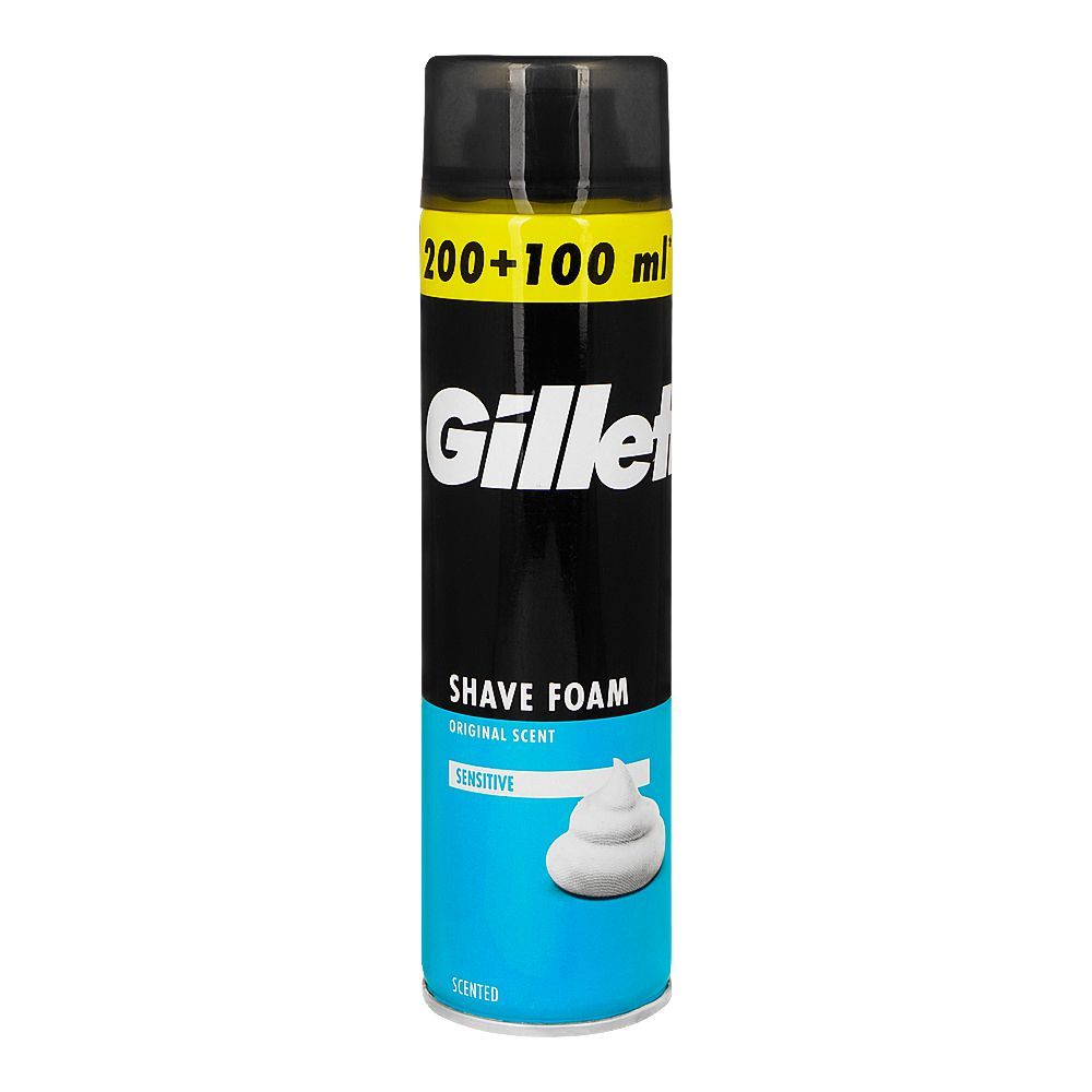 Gillette Original Scent Sensitive Shave Foam, 200+100ml