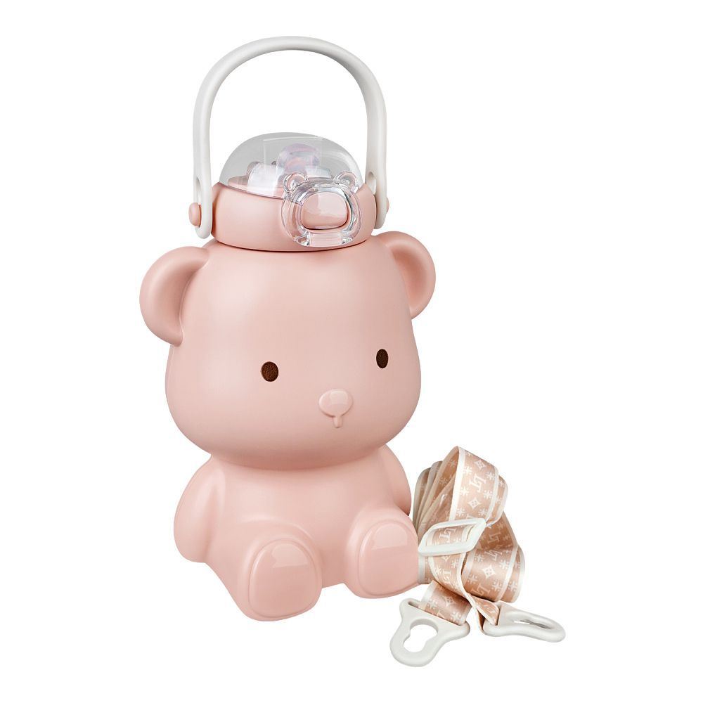 Purchase Bear Plastic Water Bottle With Straw & Strap, Pink, 6417B ...