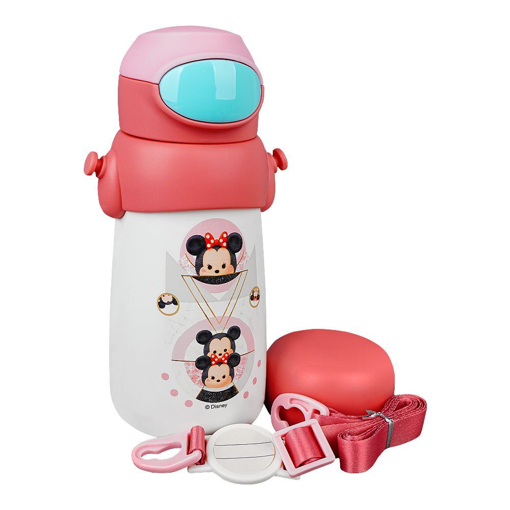 Tsum Tsum Plastic Thermos With Strap, Pink, Creative Water Bottle