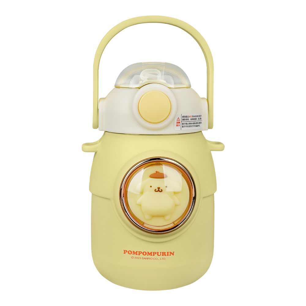 Pompurin Plastic Thermos With Strap, 700ml Capacity, Yellow, Creative Water Bottle