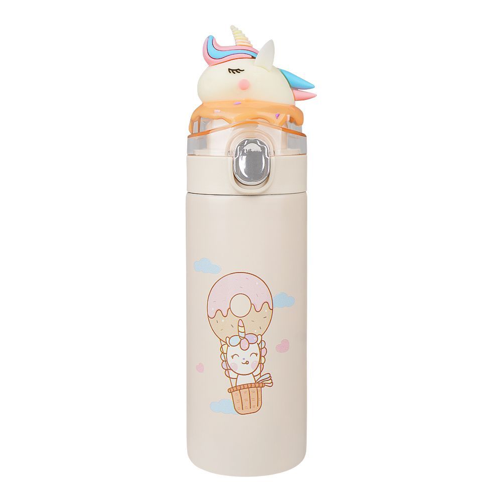 Unicorn Plastic Vaccum Cup Water Bottle, Leakproof Ideal For Office, School & Outdoor, Off White, GWD001