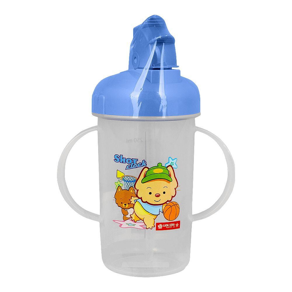 Lion Star Plastic Solo Mug With Straw & Handles, Baby Training Sippy Cup, 350ml, GL-66