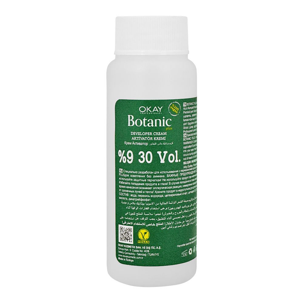 Okay Professionel Botanic Plus Developer Cream, 9% 30 Vol, Botanic Color, For All Hair Types, 60ml