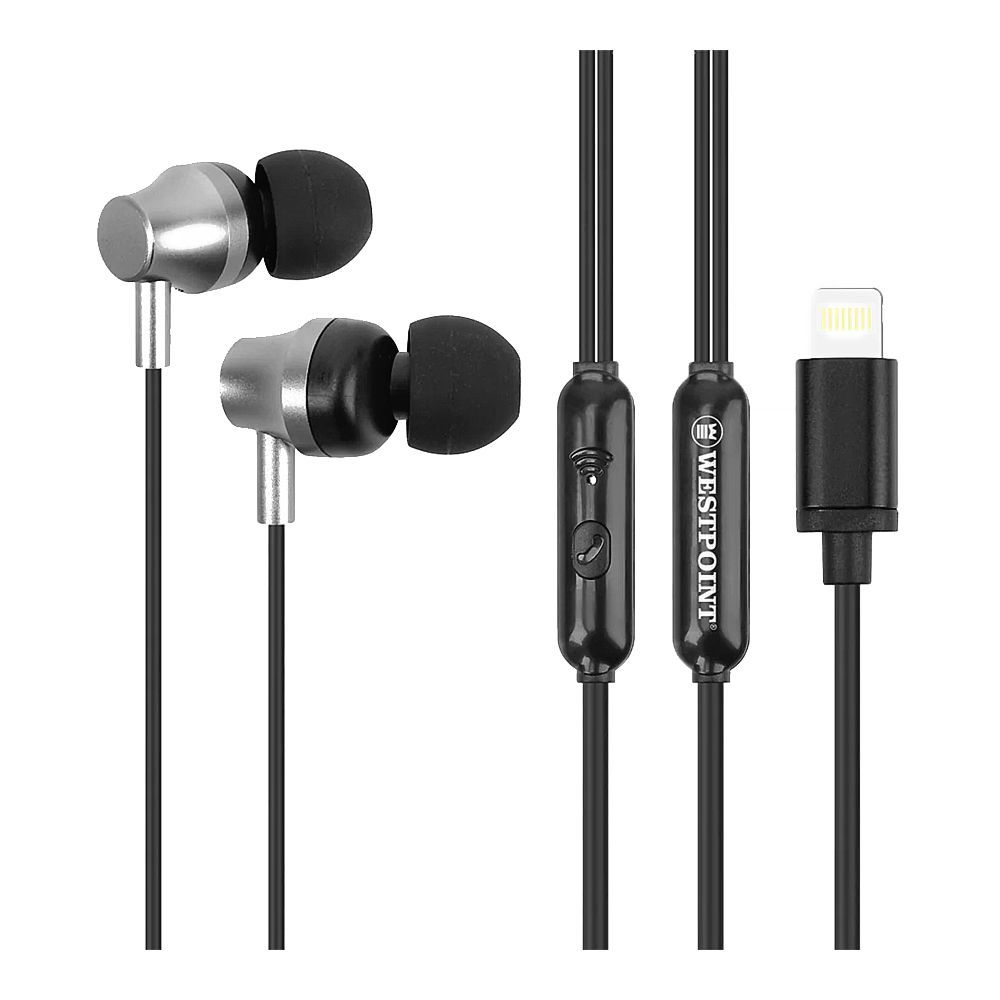 West Point Ultimate Stereo Lightening Earphones, Black, WP-413