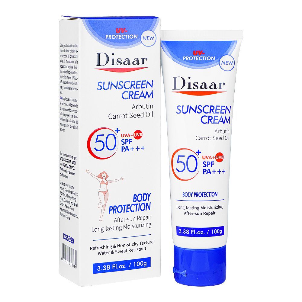 Disaar Arbutin Carrot Seed Oil Sunscreen Cream SPF50+, 100g