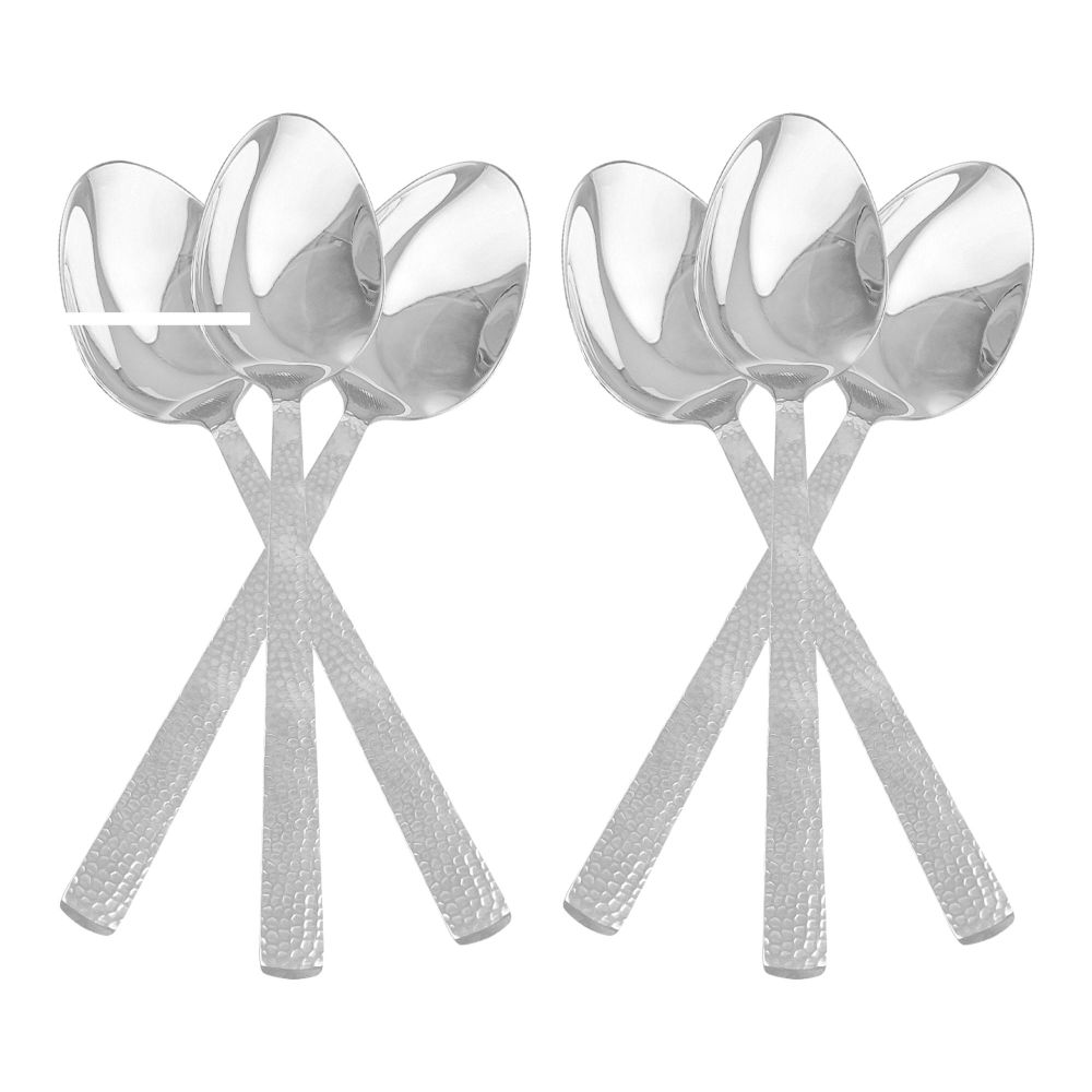 Dinette Stainless Steel Table Spoon Set, Silver 100c, 6-Pack, DY-009