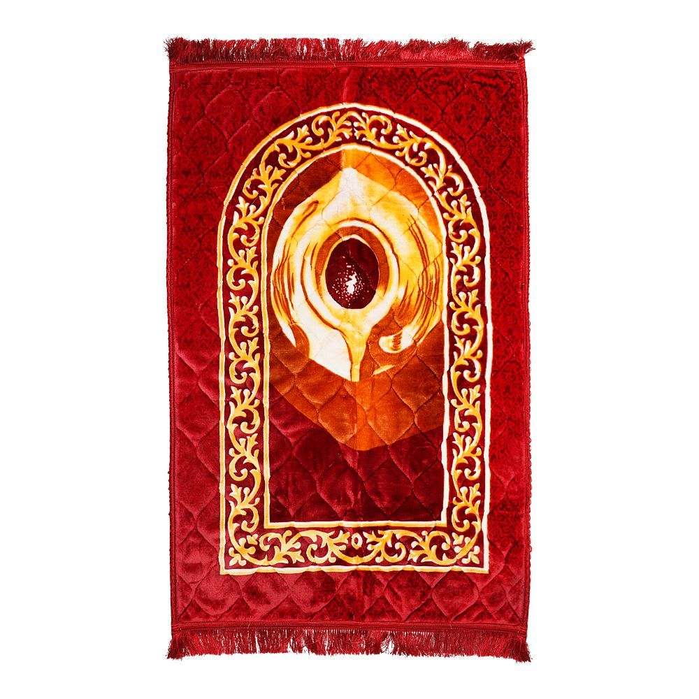 Plushmink Sujood Printed Single Janamaz/Prayer Mat, Gift Box, Maroon, F404049