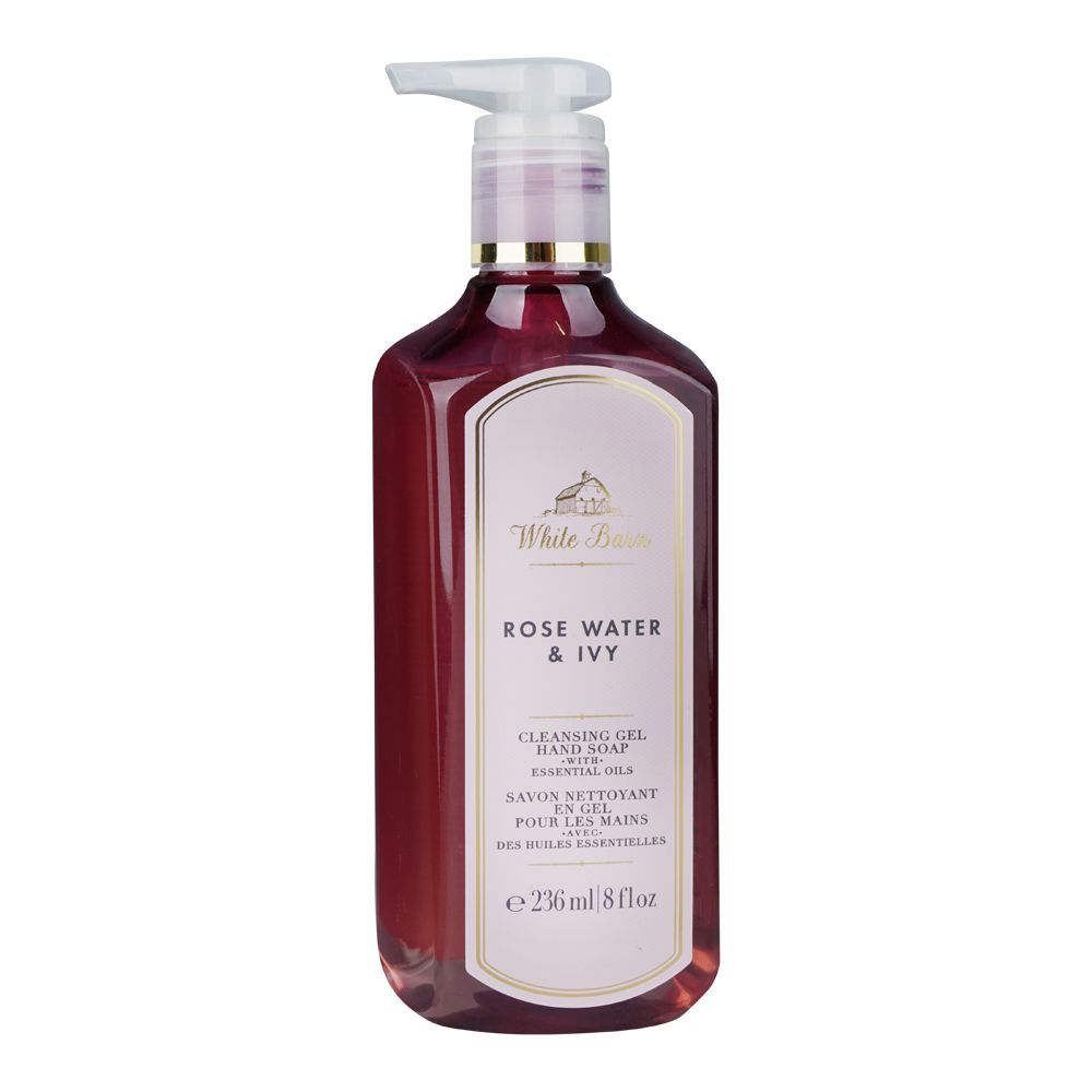 Bath & Body Works White Barn Rose Water & Ivy Cleansing Gel Hand Soap With Essential Oils, 236ml