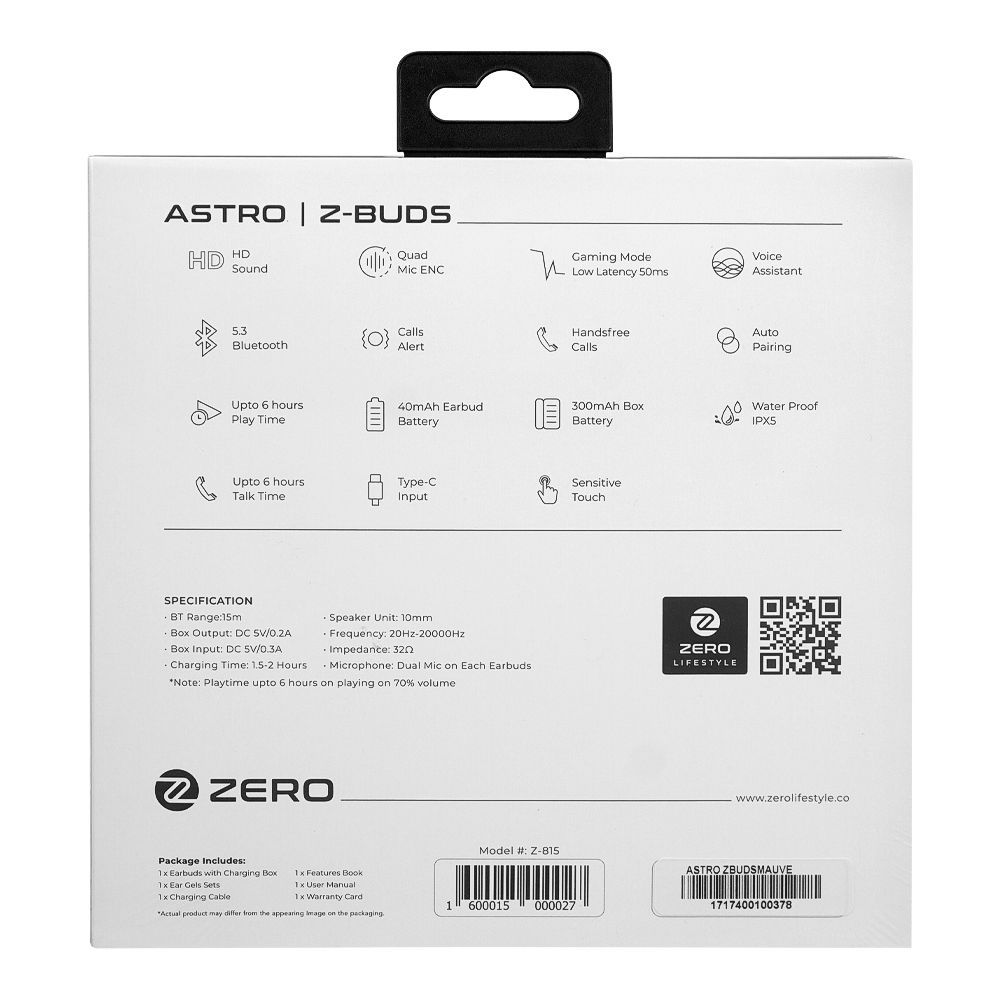 Purchase Zero Astro Z ENC Wireless Earbuds, Upto 6 Hours Play Time ...