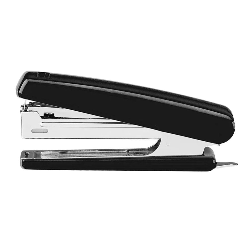 Deli Stapler With Pin Remover & Metal Pull Bar, No. 10 Staples, 100 Staple Capacity, 15 Sheet Limit, Black, E0221