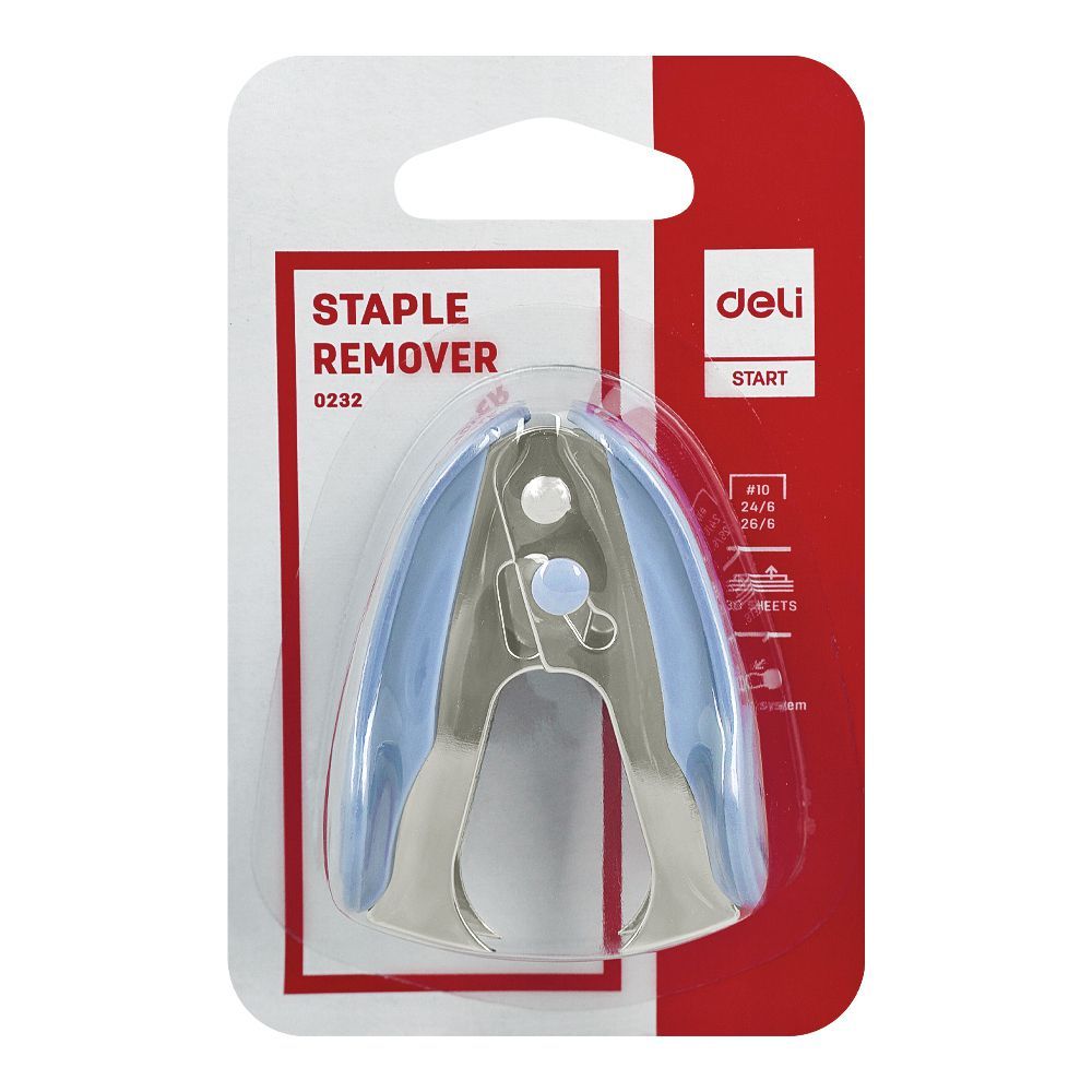 Deli Staple Remover With Lock, 24/6 & 26/6 Staples, 30 Sheet Limit, Blue, E0232