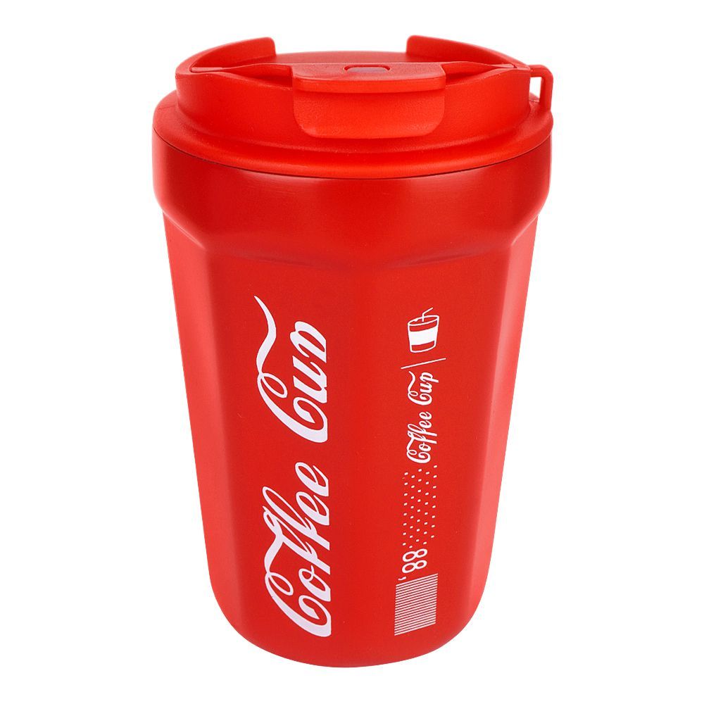 Stainless Steel Insulated Travel Mug With Portable Rope, 330ml, 13cm (H) x 8.5cm (W), Red, Ideal For Tea, Water & Coffee