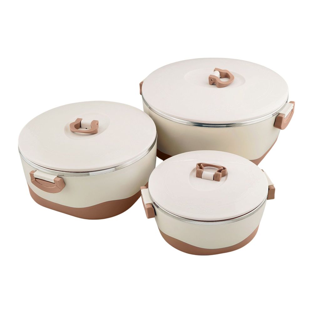 Bhojas Collection Versatile Hot Pot Set & Food Warmer, 3-Pack, Brown, PB633/3