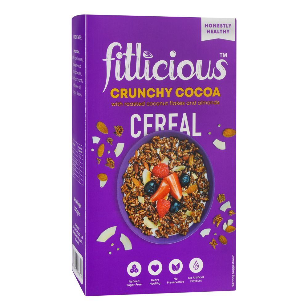 Fitlicious Crunchy Cocoa Cereal, Healthy Heart, No Preservatives, Dairy Free, 100g