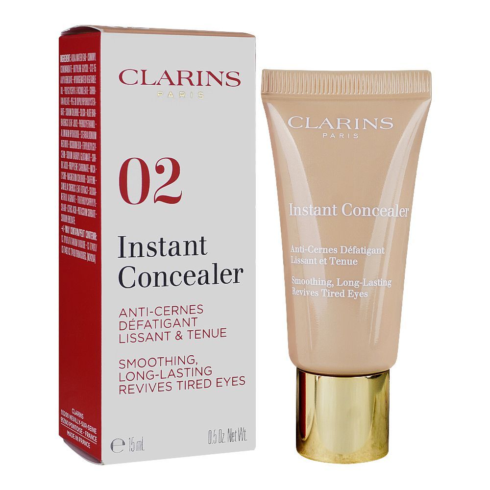 Clarins Paris Instant Concealer, Long Wearing, Crease Free, 15ml, 02