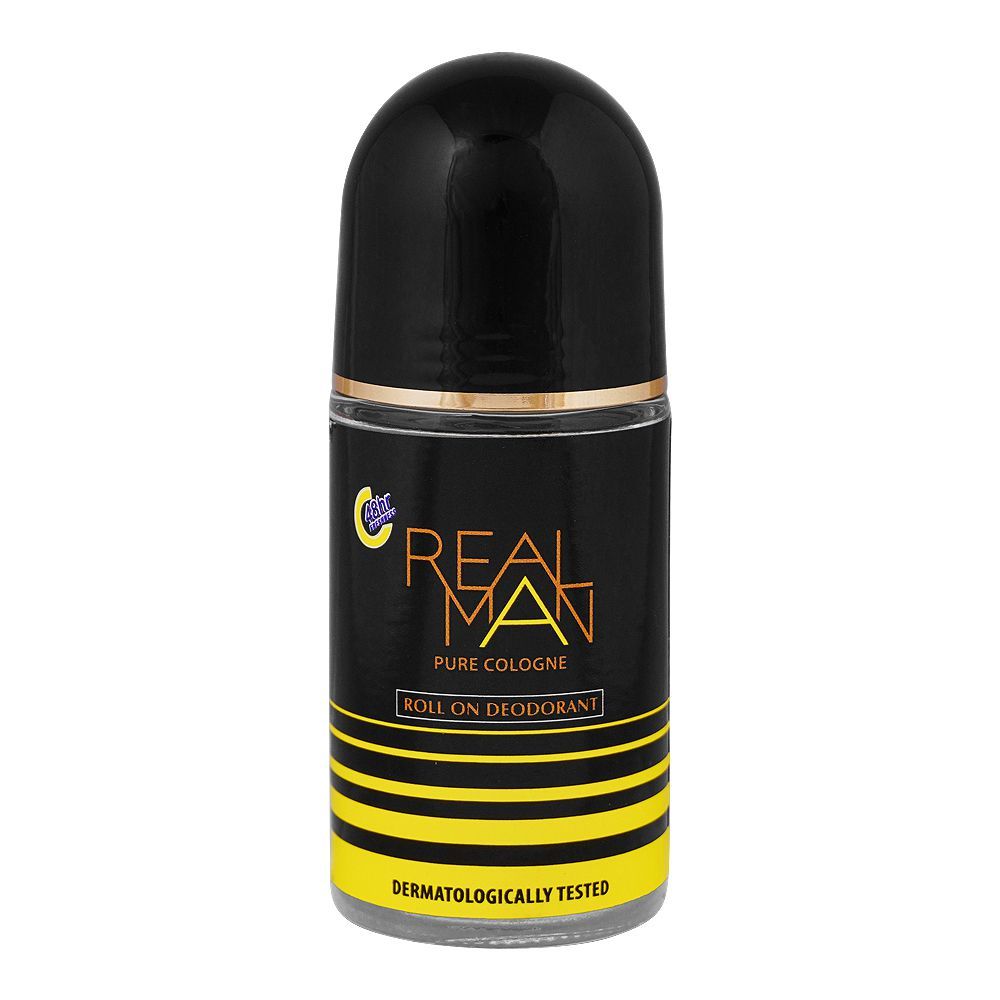 Real Man Pure Cologne Deodorant Roll On, 48 Hours Lasting, Dermatologist Tested, For Men's, 50ml