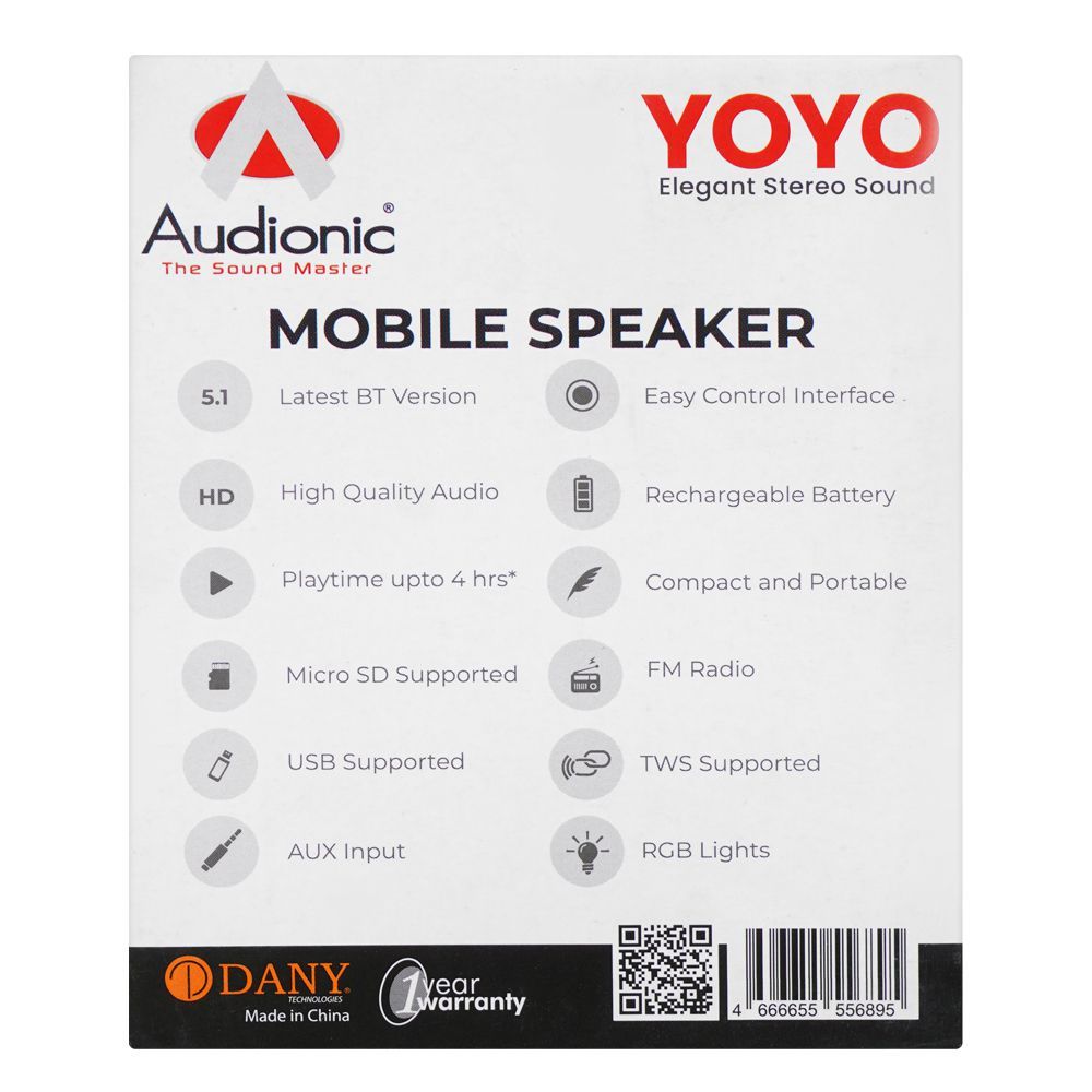 Purchase Audionic Yoyo Bluetooth Speaker, Micro SD & USB Port, Hifi ...