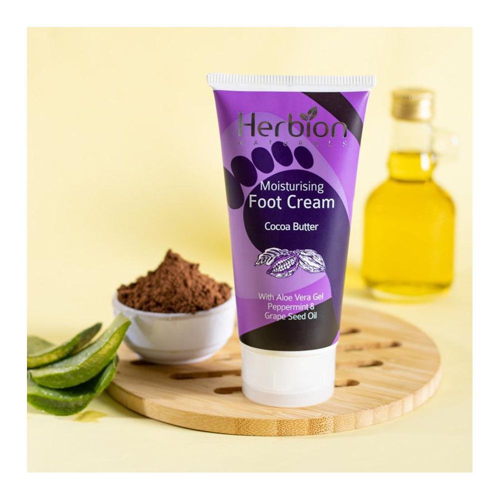 Herbion Naturals Cocoa Butter Moisturizing Foot Cream, For The Protection Of Dry And Chapped Feet, 100ml