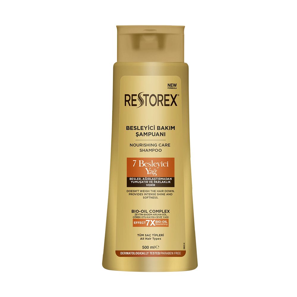 Restorex 7 Nourishing Oils Nourishing Care Shampoo, For Dry, Normal and Damaged Hair, Paraben Free, 500ml