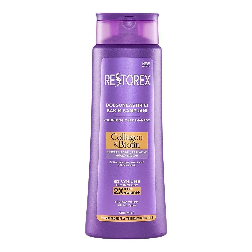 Restorex Collagen & Biotin Volumizing Care Shampoo, For All Hair Types, 500ml