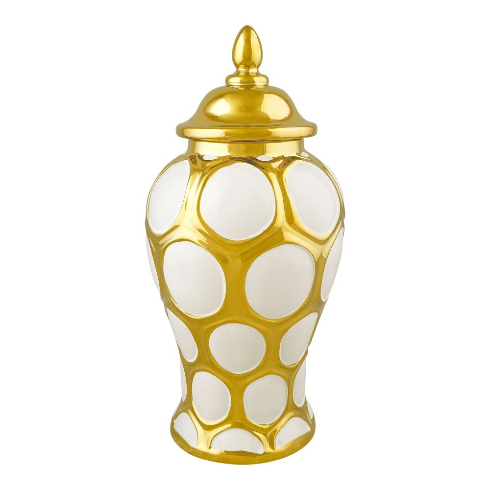 Bhoja Ceramic Vase Candy Jar, Gold, YC-040