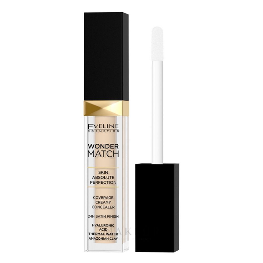 Eveline Wonder Match Coverage Creamy Concealer, 24 Hours Satin Finish, 01 Light