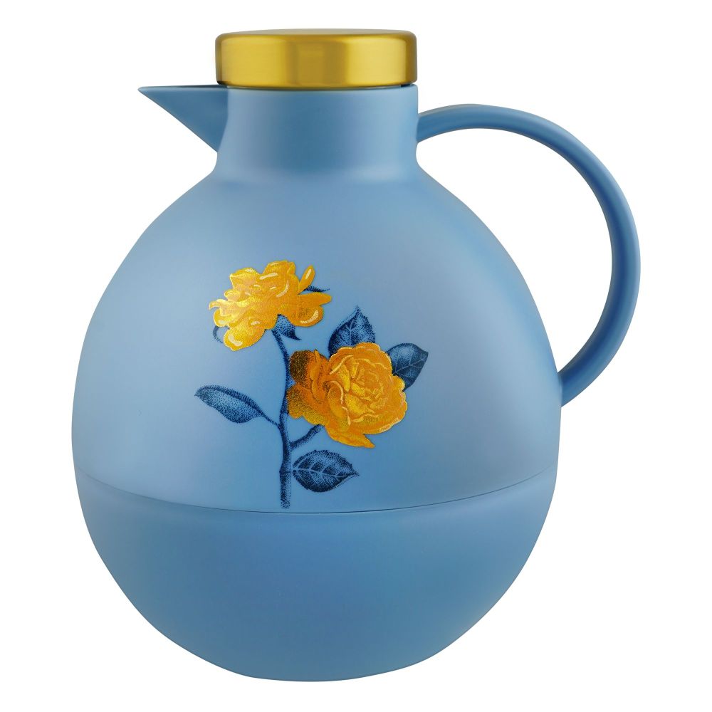 Angela Floral Round Vacuum Flask Thermos Jug, 750ml, Blue, MK195