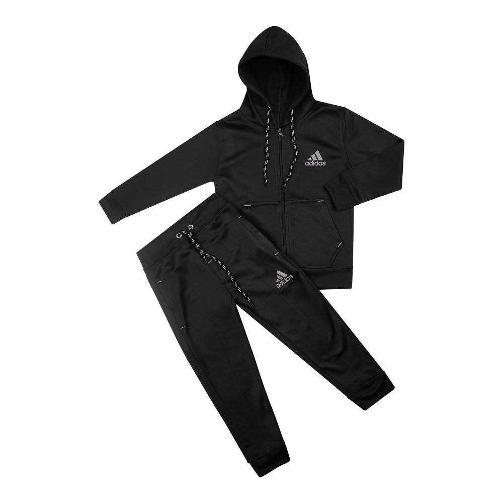 Adidas Fliz Tracksuit, Zipper Hoodie and Trouser, Black