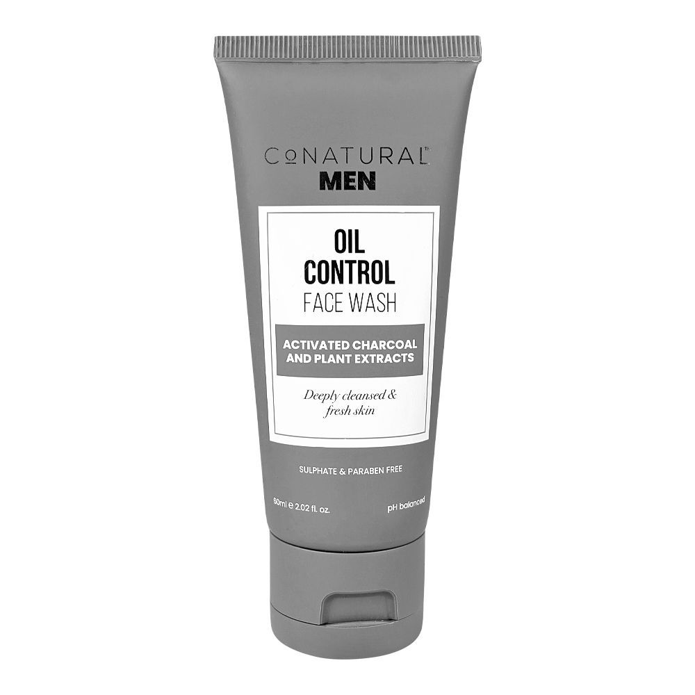 CoNatural Men's Charcoal Oil Control Face Wash, Sulphate & Paraben Free, 60ml