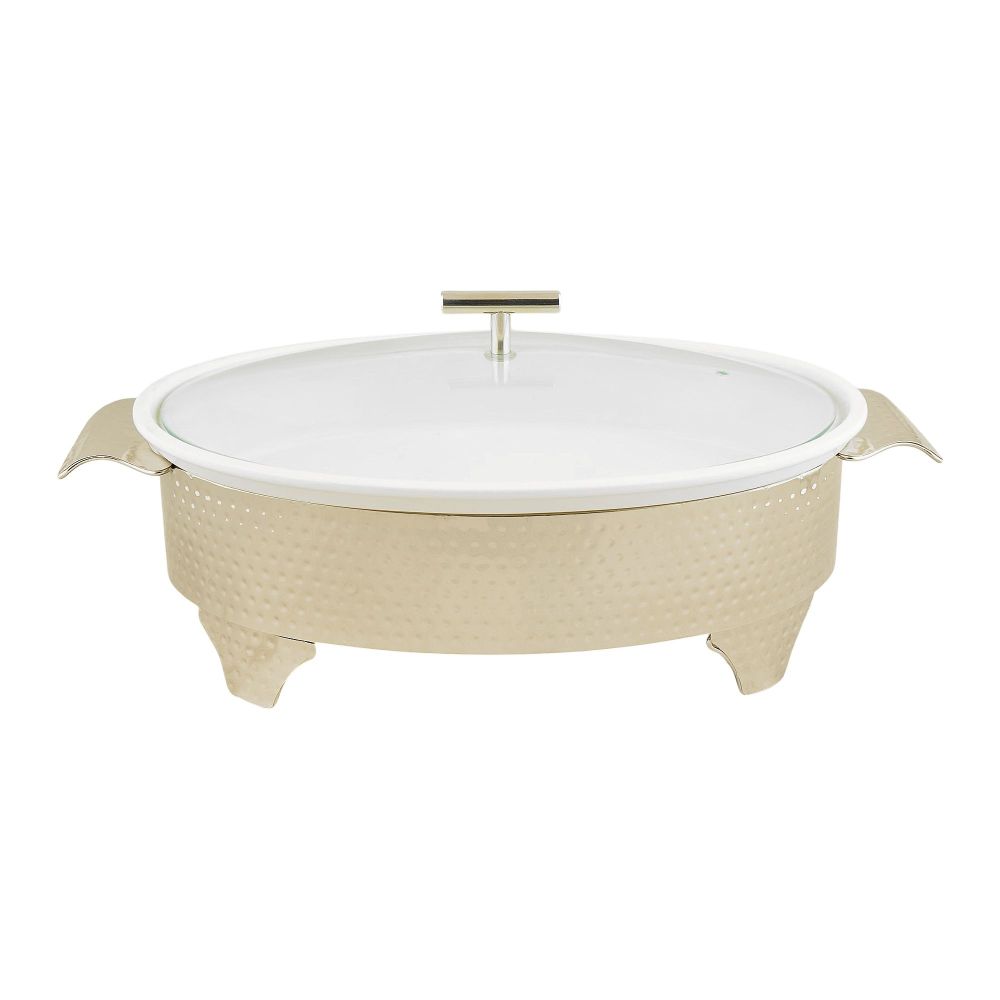 Brilliant 14.5" Oval Casserole Serving Dish With Candle Stand/Rack - Buffet Food Warmer, BR0008