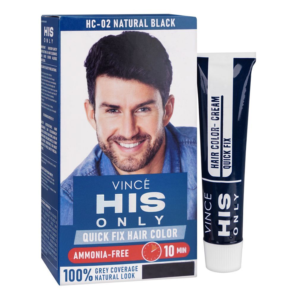 Vince His Only Ammonia Free Men Hair Color, HC-02 Natural Black