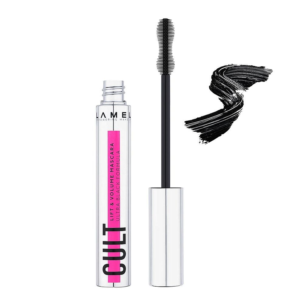 LAMEL Cult Lift & Volume Mascara, Smudge Proof, Flake-Free, 401 Ultra Black