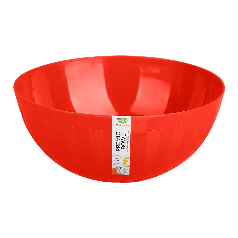 Appollo Premio Plastic Bowl, BPA-Free, Large, Red