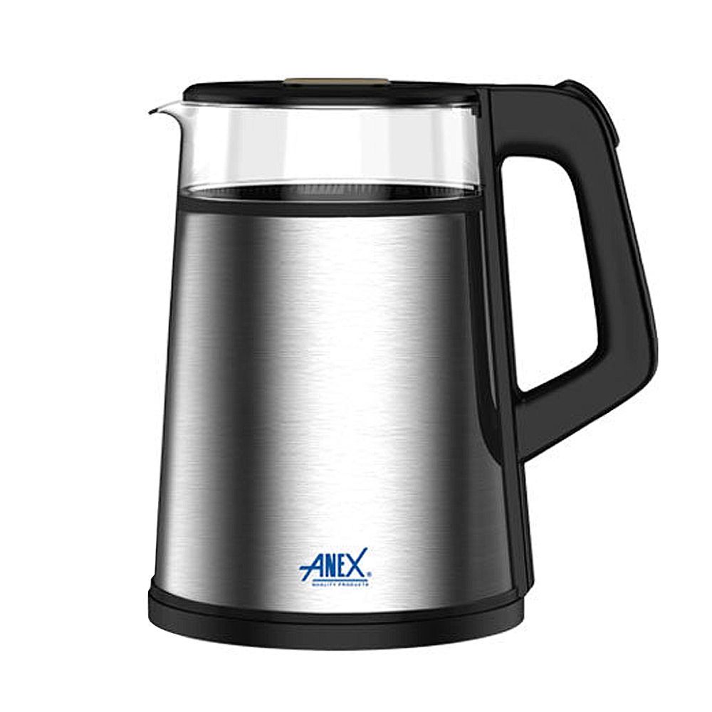 Anex Deluxe Electric Kettle, 1500ml Capacity, 1350W, Black & Silver, AG-4066