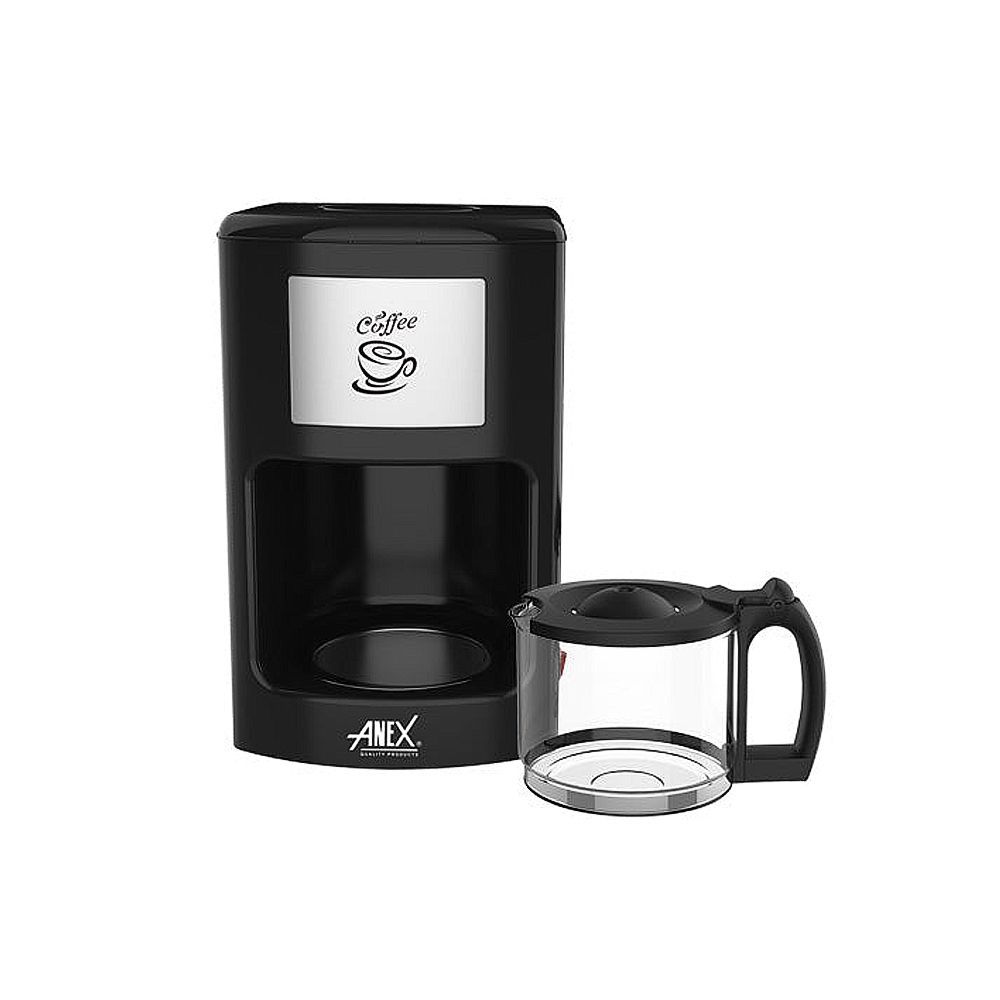 Anex Deluxe Coffee Machine/Maker, 1250ml Capacity (2-10 Cups), 915-1080W, Black, AG-811