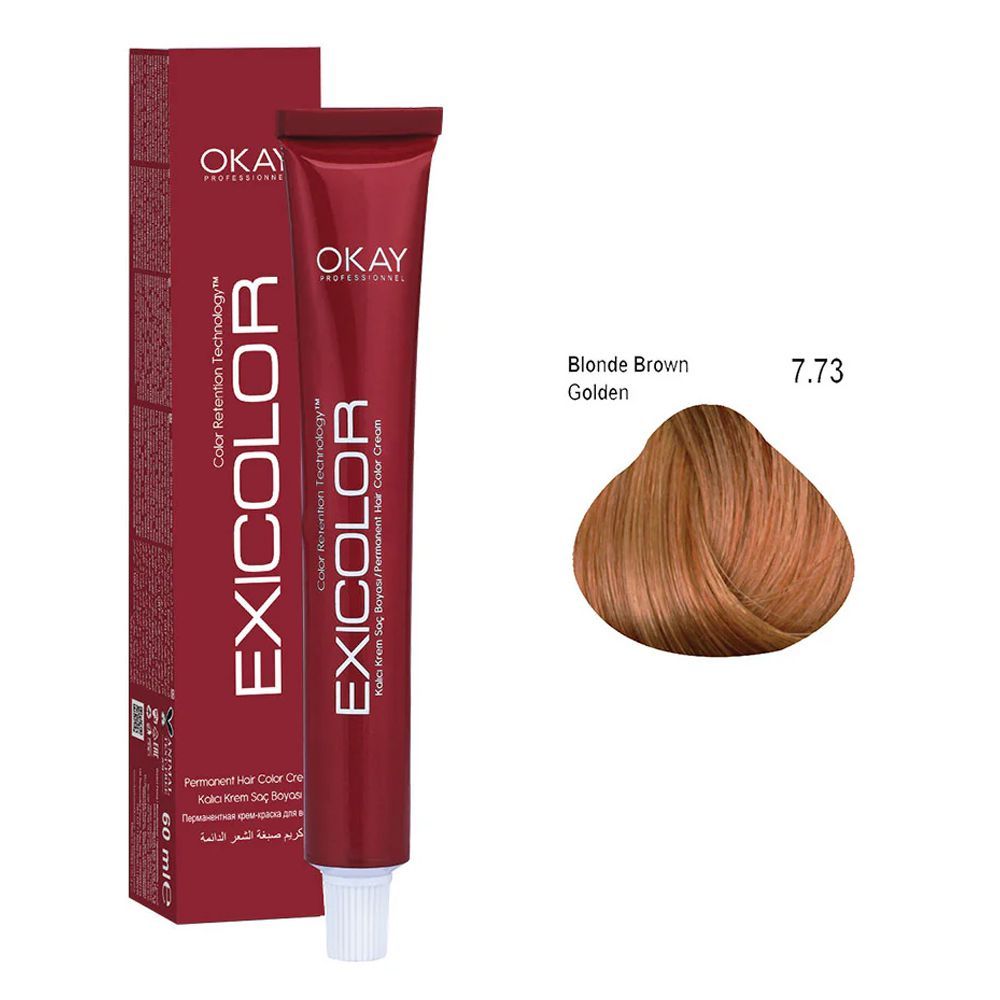 Neva Exicolor Permanent Hair Color Cream, 60ml, 7.73 Blonde Brown Golden