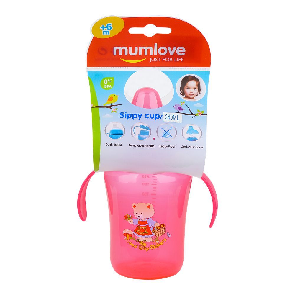 Mum Love Sippy Cup, For 6+ Months, 240ml, Red, C6209