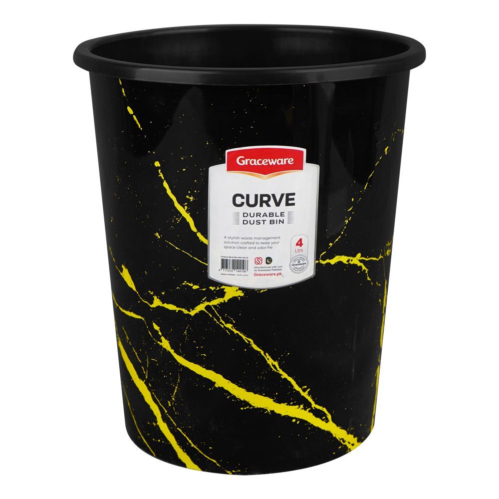 Order Graceware Plastic Curve Dustbin, 4000ml, Black Online at