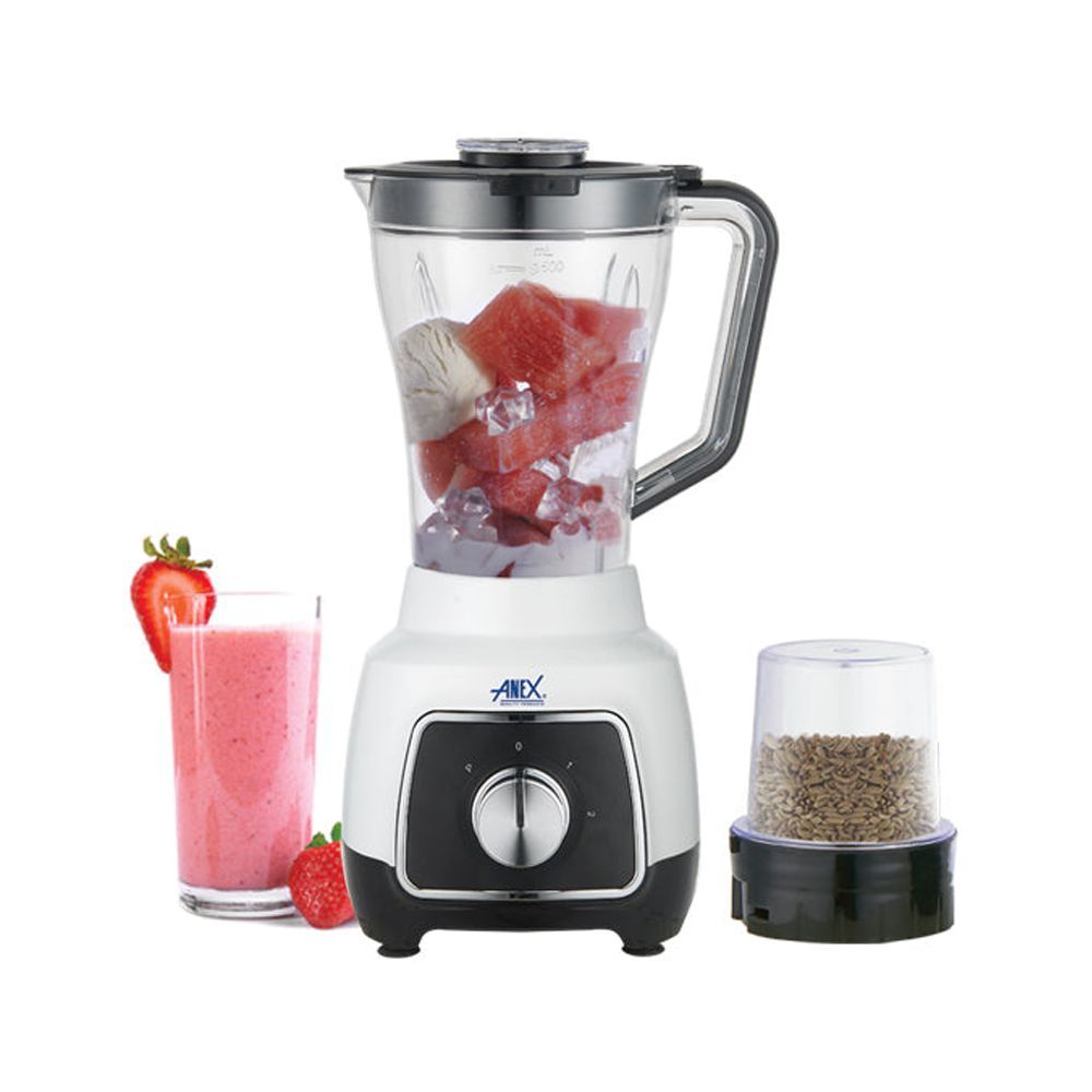 Anex Deluxe Blender & Grinder, 600W, 1500ml Jar, White, AG-6134UB