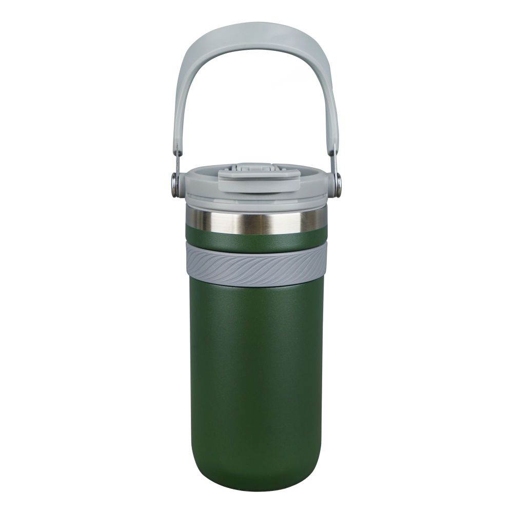 AJF Stainless Steel Vacuum Insulated Thermos Bottle - Hot/Cold Travel Mug with Lid & Straw, 900ml, Green, SUS 304