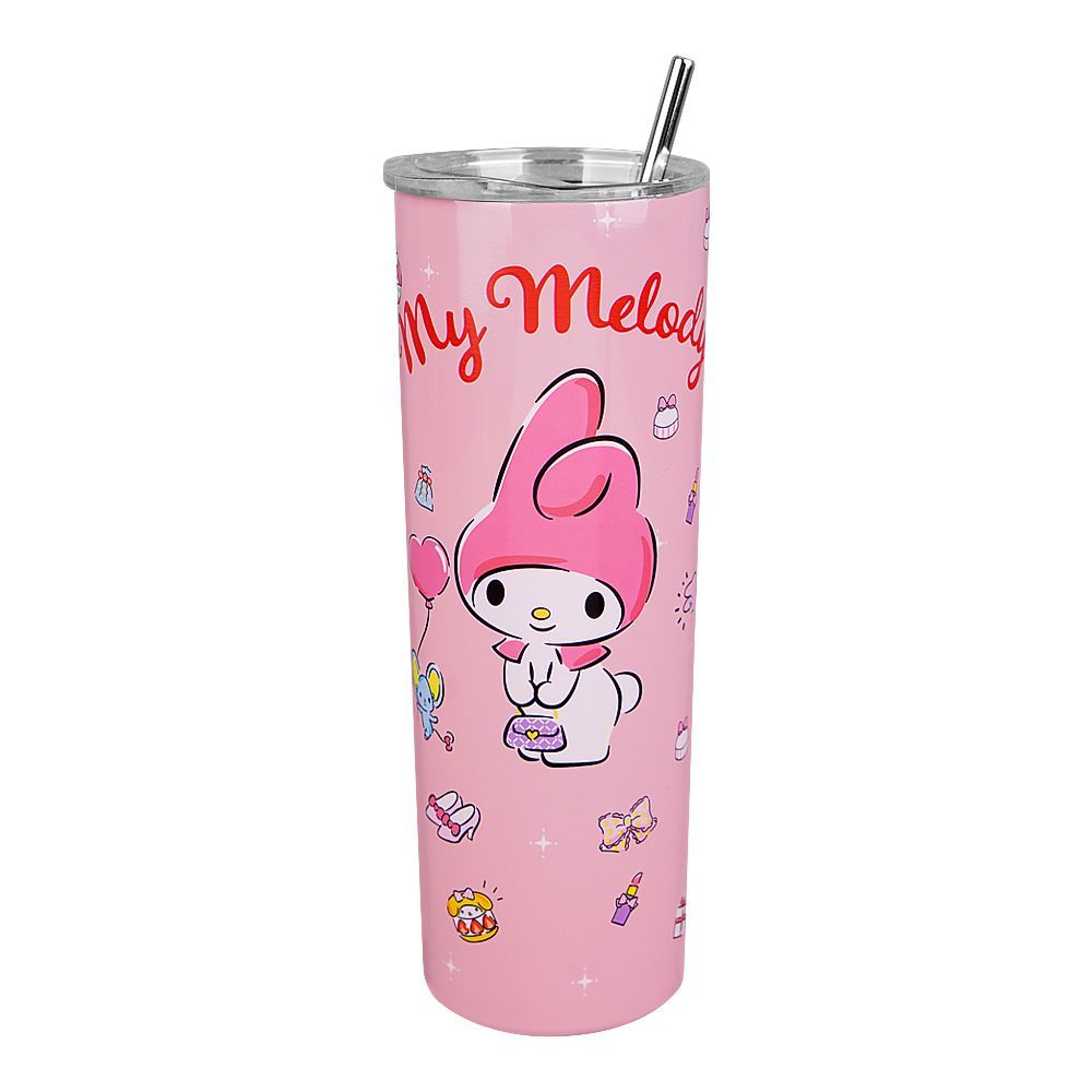 AJF My Melody Anime Stainless Steel Tumbler With Straw, 700ml, Pink