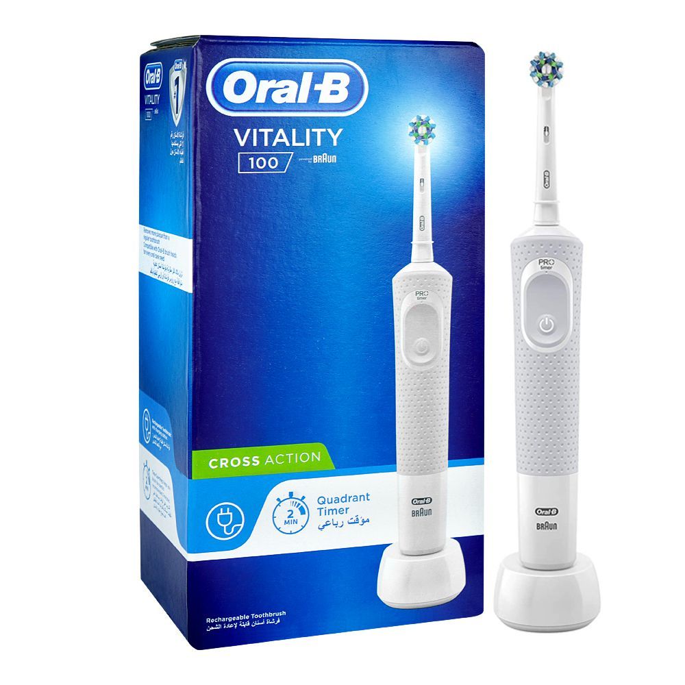 Oral-B Vitality 100 Cross action Rechargeable Electric Toothbrush, White, D100.413.1