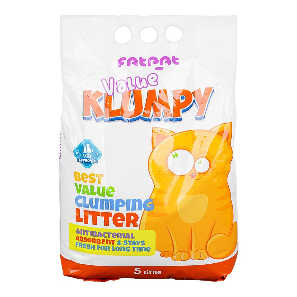 Fat Pat Value Klumpy Cat Litter, Anti-Bacterial, Vet-Approved, 5 Liter Bag