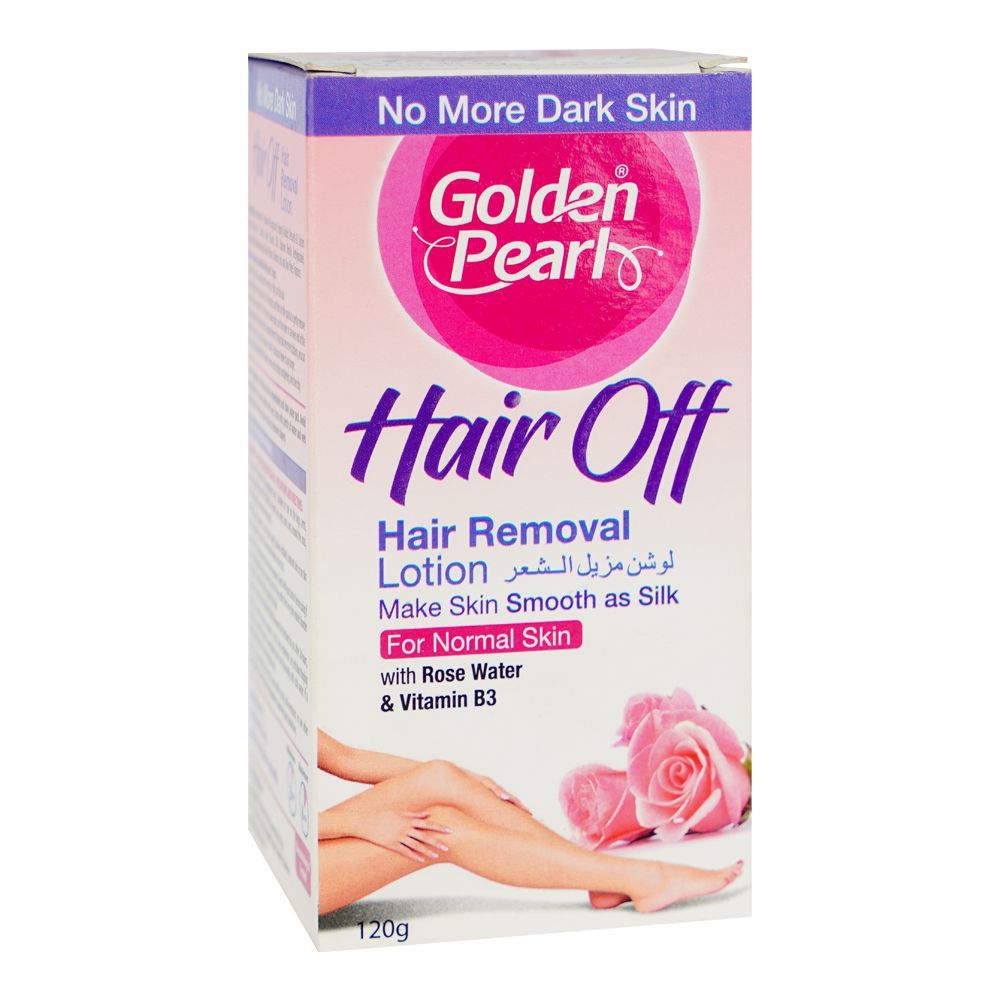 Golden Pearl Hair Off Hair Removal Lotion With Rose Water & Vitamin B3, For Normal Skin, 120g