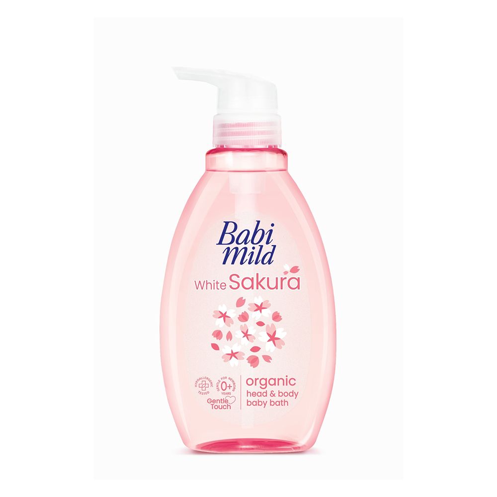 Babi Mild White Sakura Organic Head & Body Baby Bath Wash, 380ml