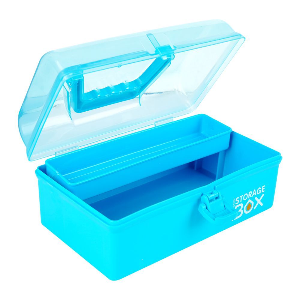 Multi-Purpose Storage Box with Tray, Ideal for Makeup, Medical, Art & Beauty Products, Blue, 2226