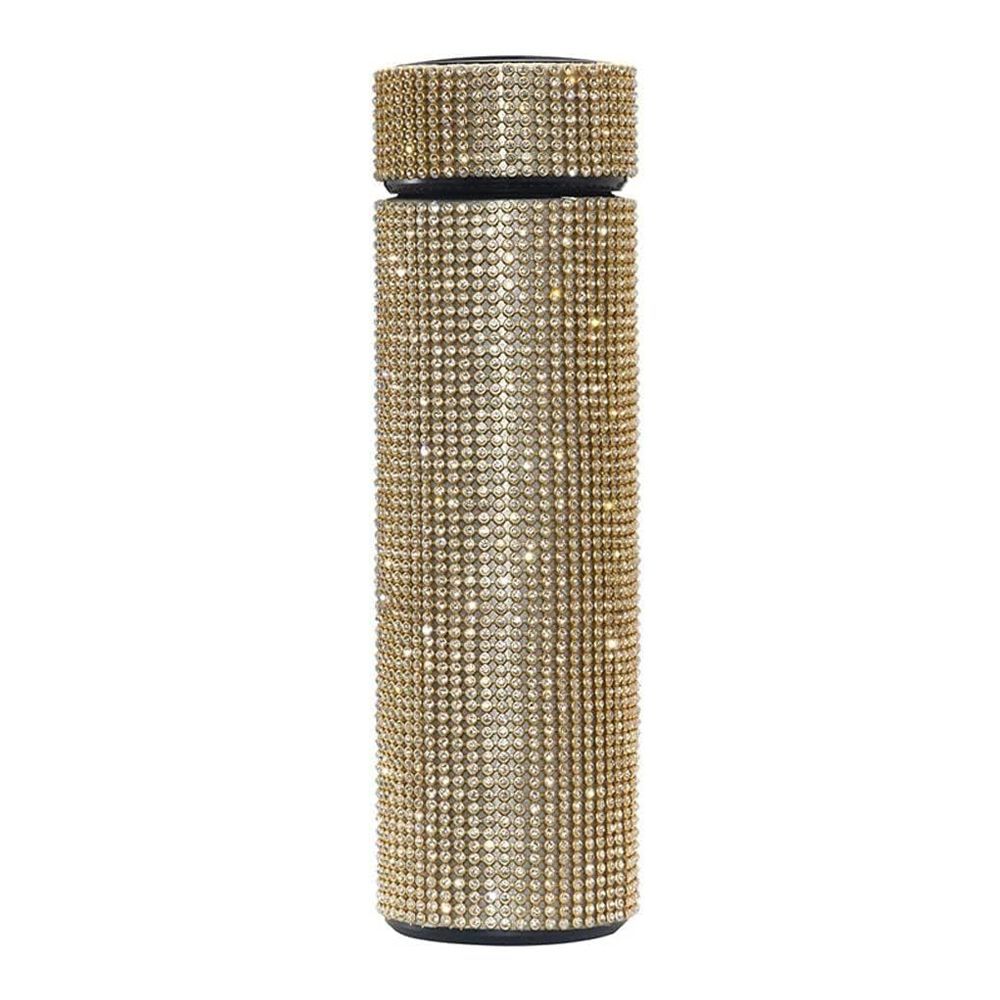 Smart Temperature Display Diamond Vacuum Insulated Water Bottle, 500ml, Golden