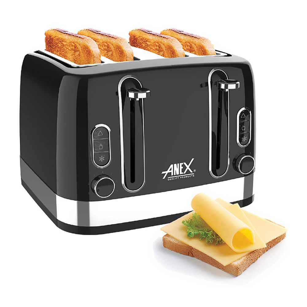 Anex Deluxe 4 Slice Toaster, 1900-2300W, Black, AG-3009