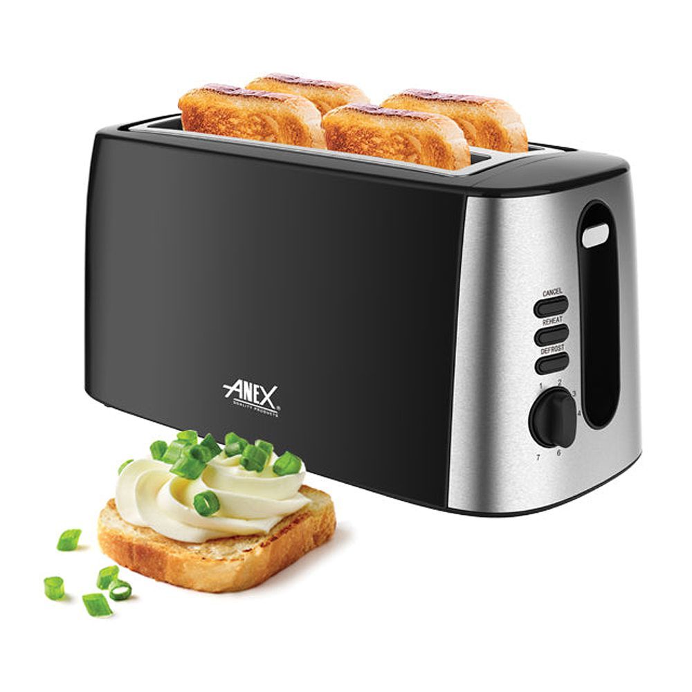 Anex Deluxe 4 Slice Toaster, 1300-1550W, Black, AG-3007