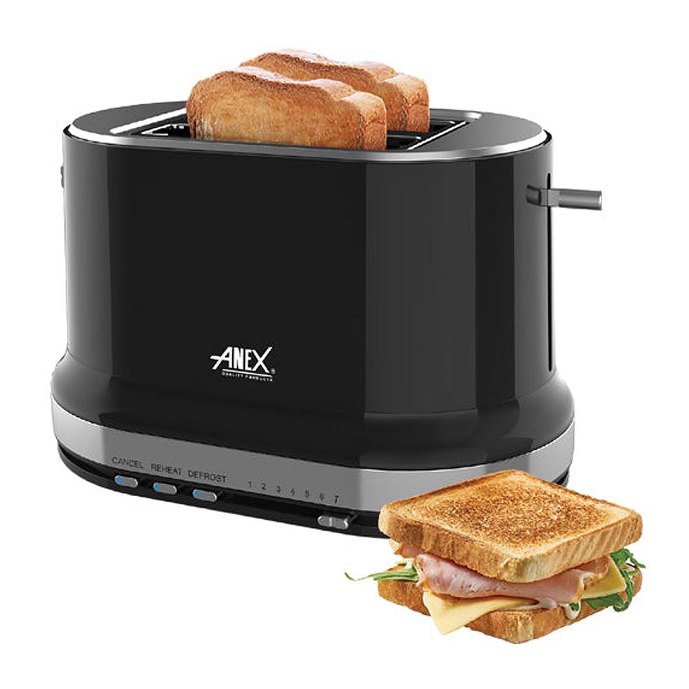 Anex Deluxe 2 Slice Toaster, 730-870W, Black, AG-3006